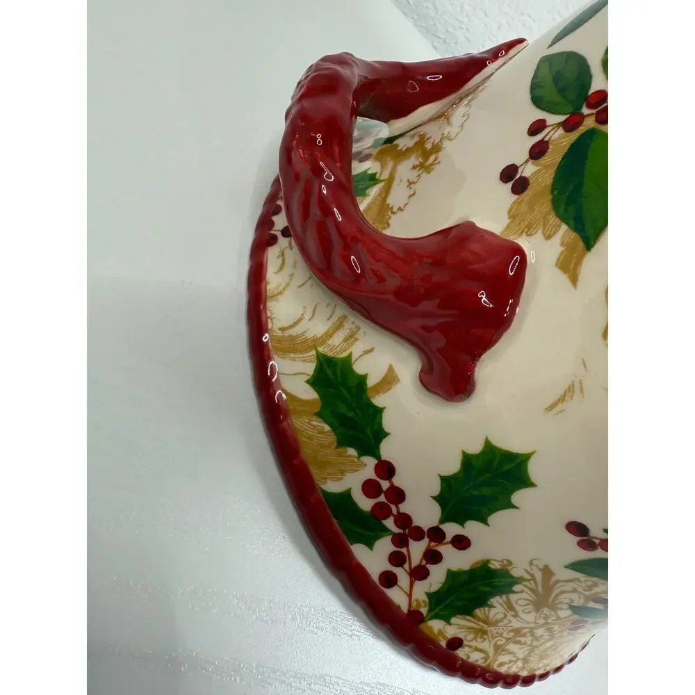 NWT Hobby Lobby Sleigh Bell Bistro Christmas Ceramic Lidded Jar, Cardinal Bird